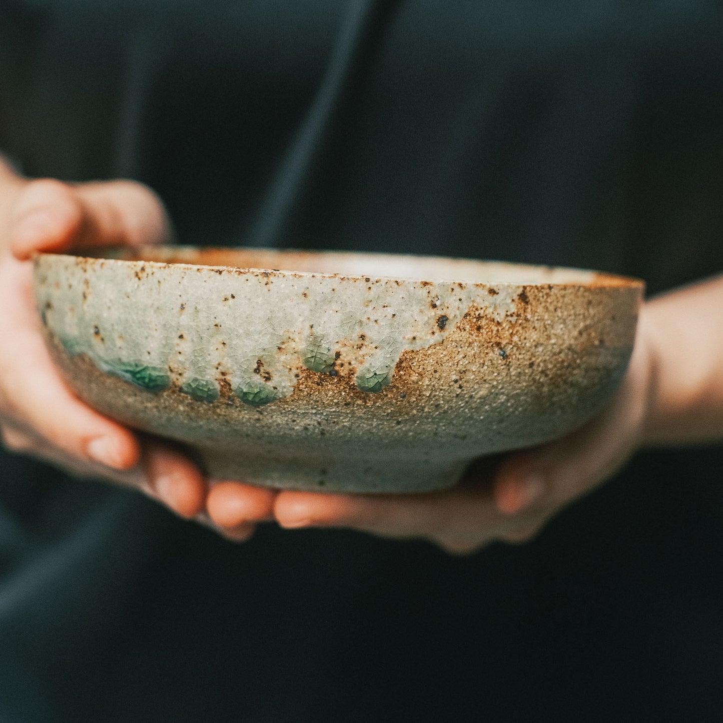 Wide Bowl - 5.8in, Botamochi Ash Glaze