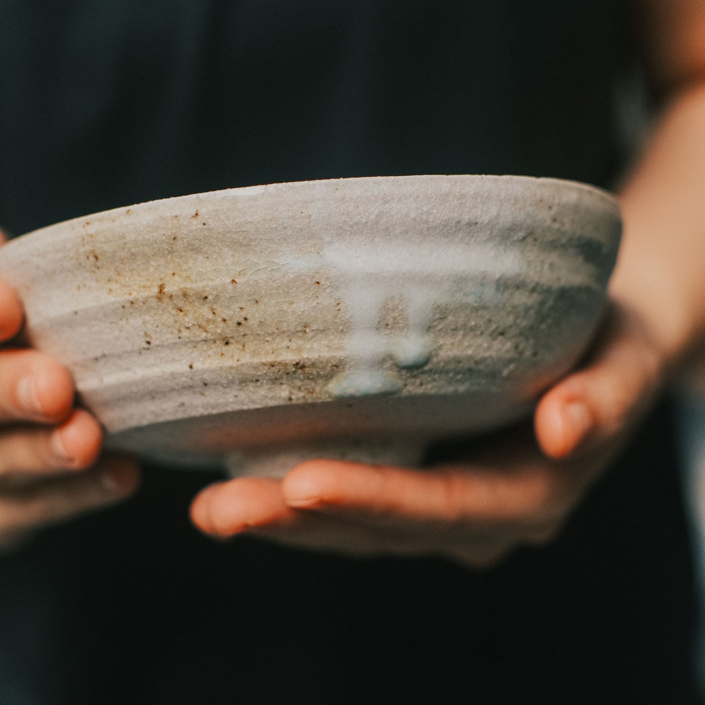 Wide Bowl Footed, 5.8in Ash Glaze