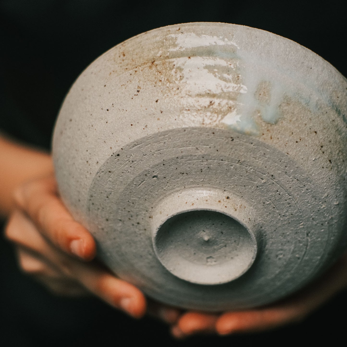 Wide Bowl Footed, 5.8in Ash Glaze