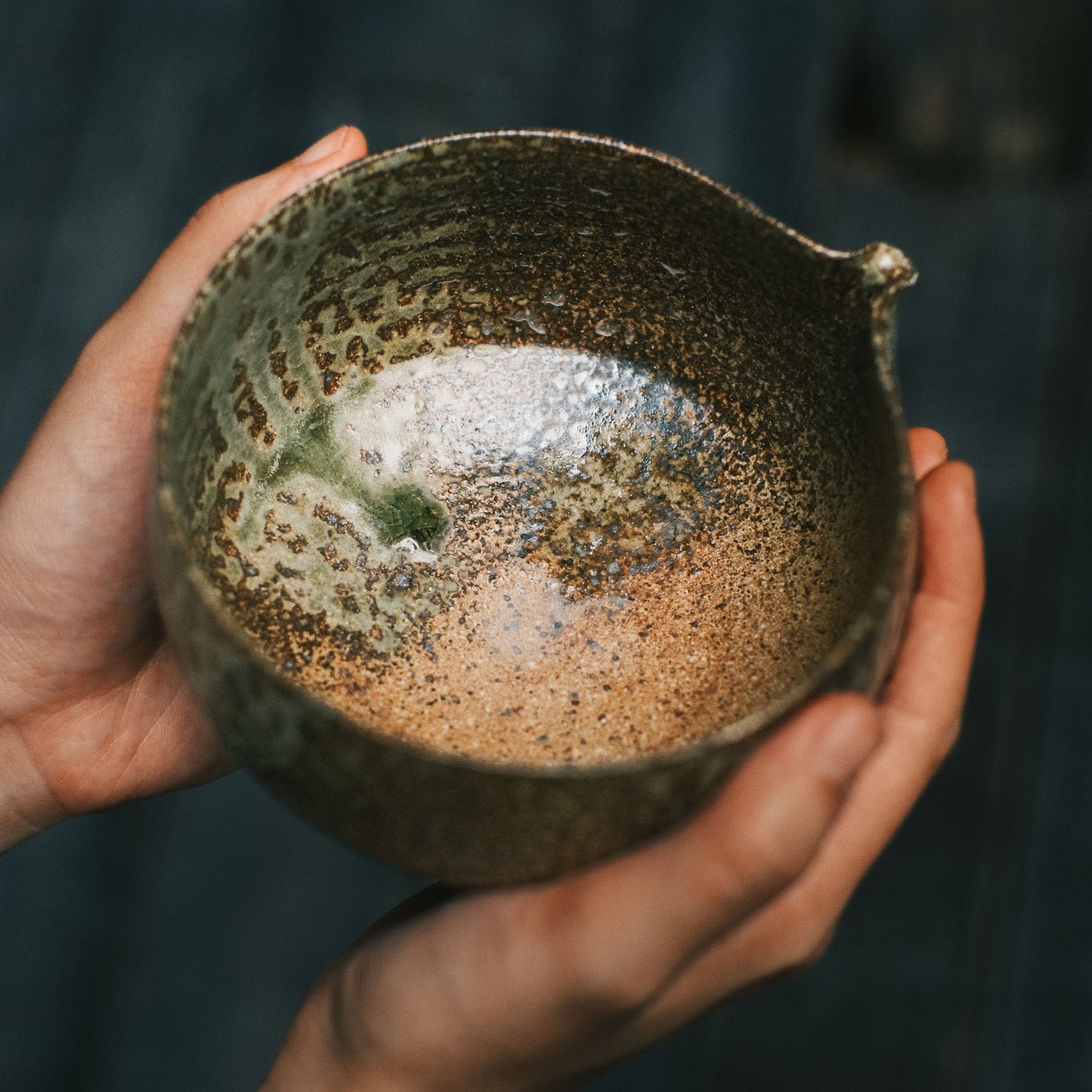 Katakuchi Tea Bowl, Ash Glaze