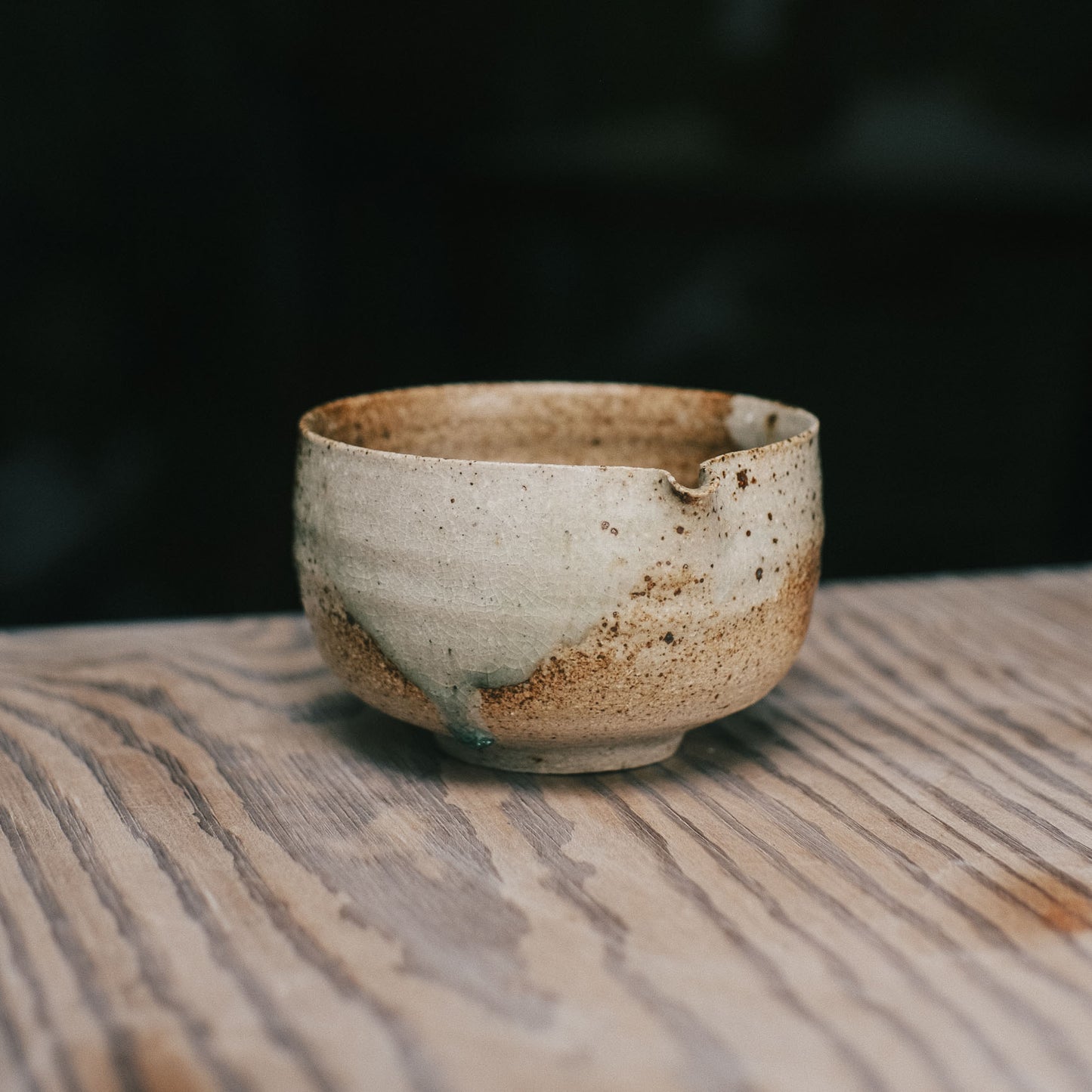 Katakuchi Tea Bowl, Ash Glaze