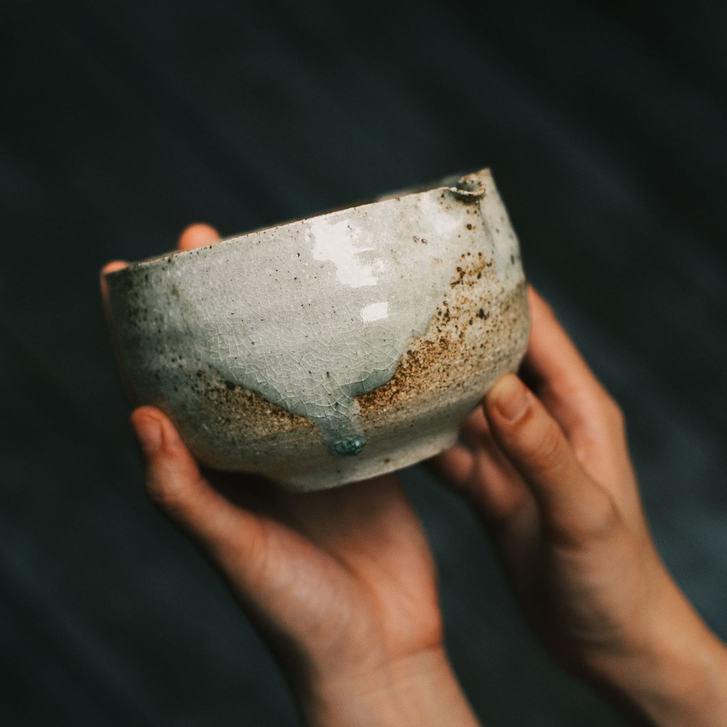 Katakuchi Tea Bowl, Ash Glaze