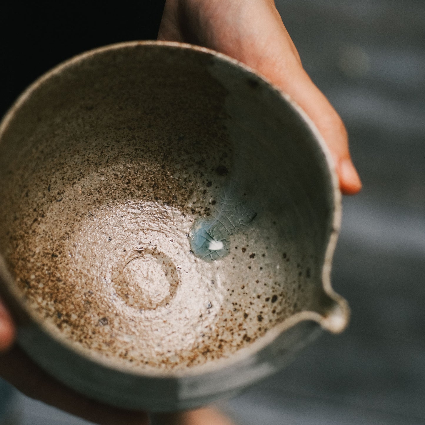 Katakuchi Tea Bowl, Ash Glaze