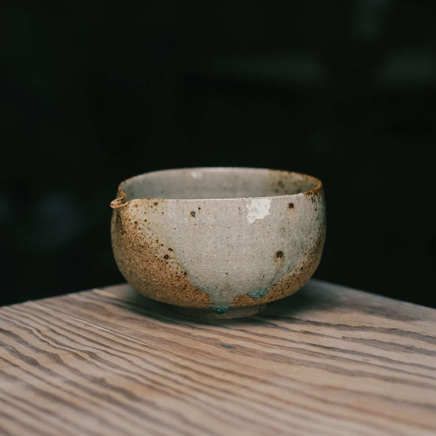 Katakuchi Tea Bowl, Ash Glaze