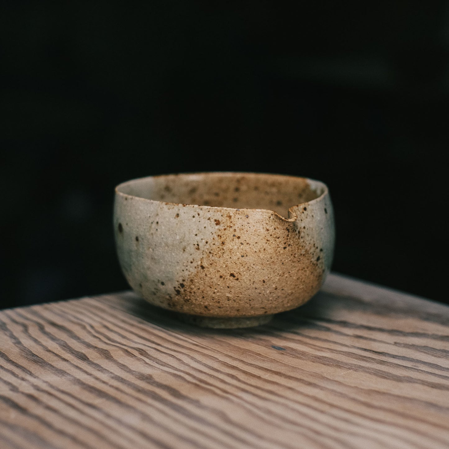 Katakuchi Tea Bowl, Ash Glaze