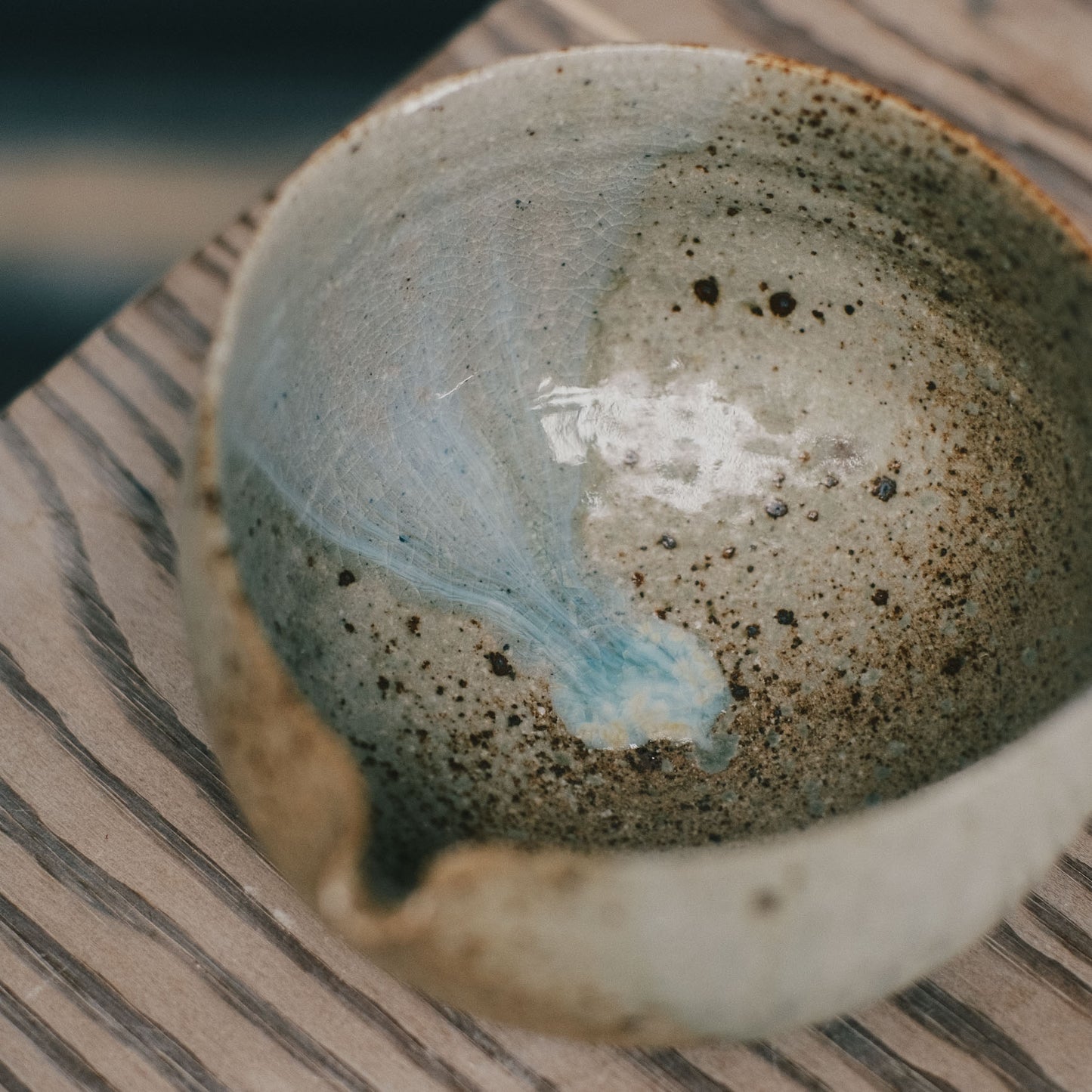 Katakuchi Tea Bowl, Ash Glaze