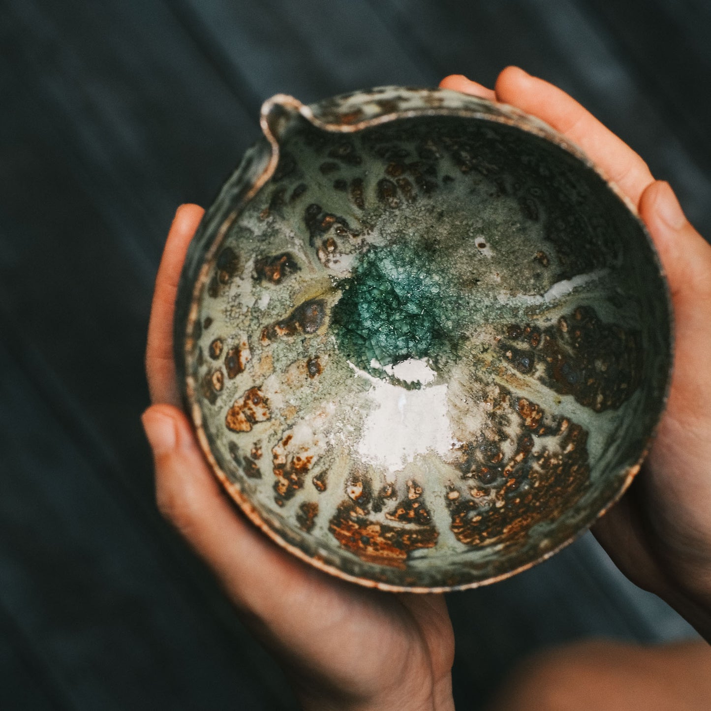 Katakuchi Tea Bowl, Ash Glaze