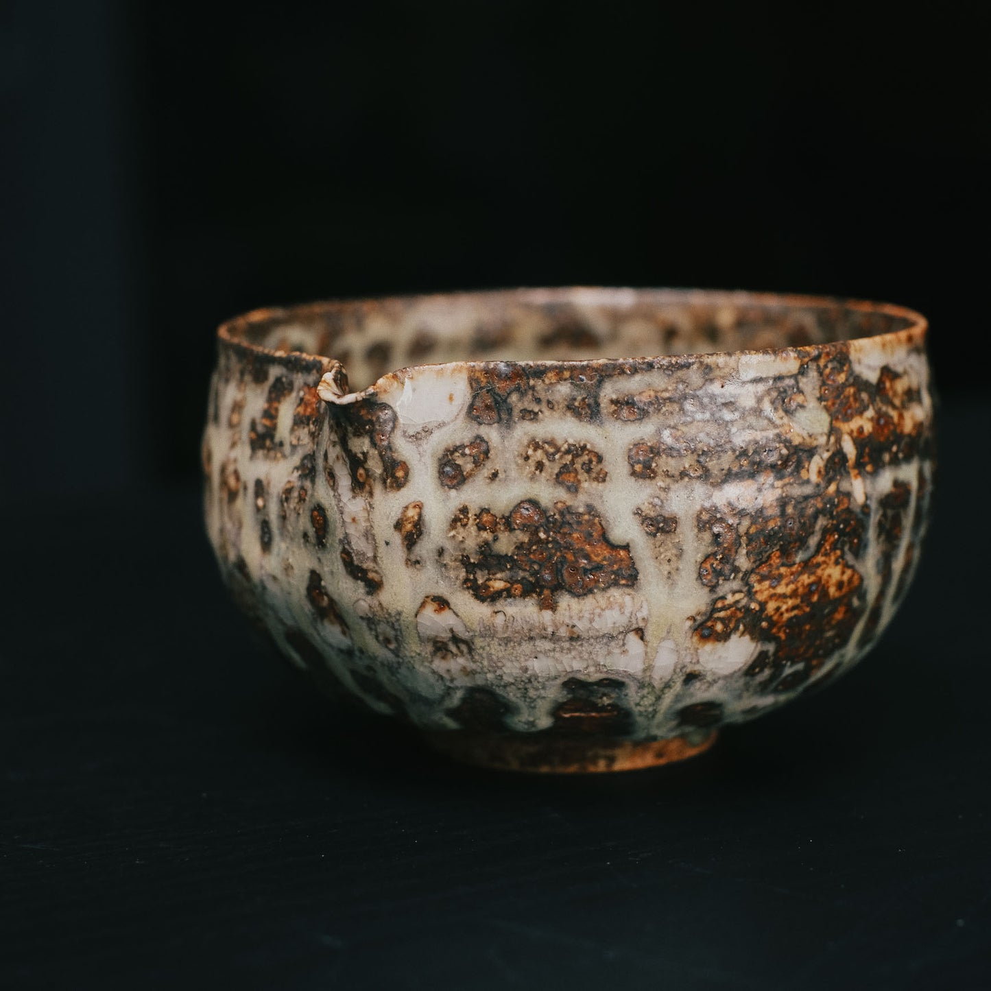 Katakuchi Tea Bowl, Ash Glaze