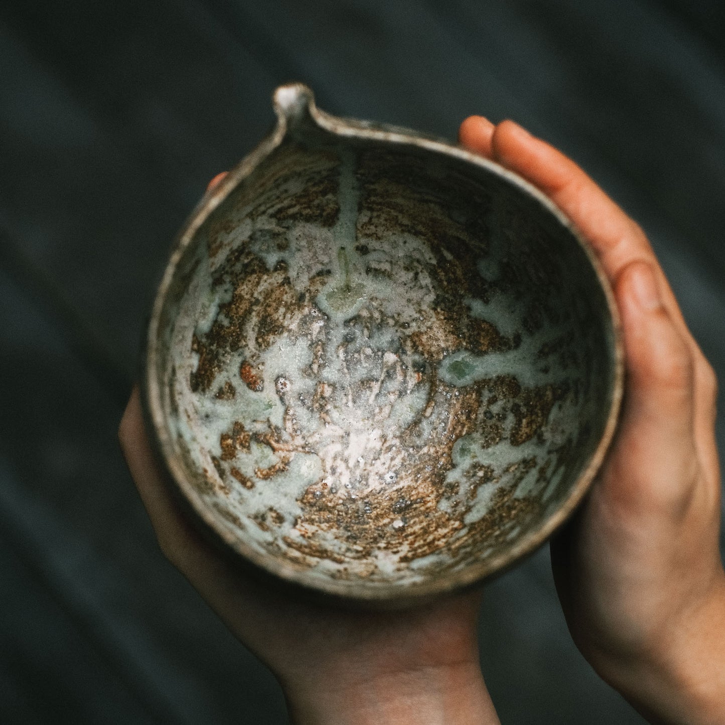 Katakuchi Tea Bowl, Ash Glaze
