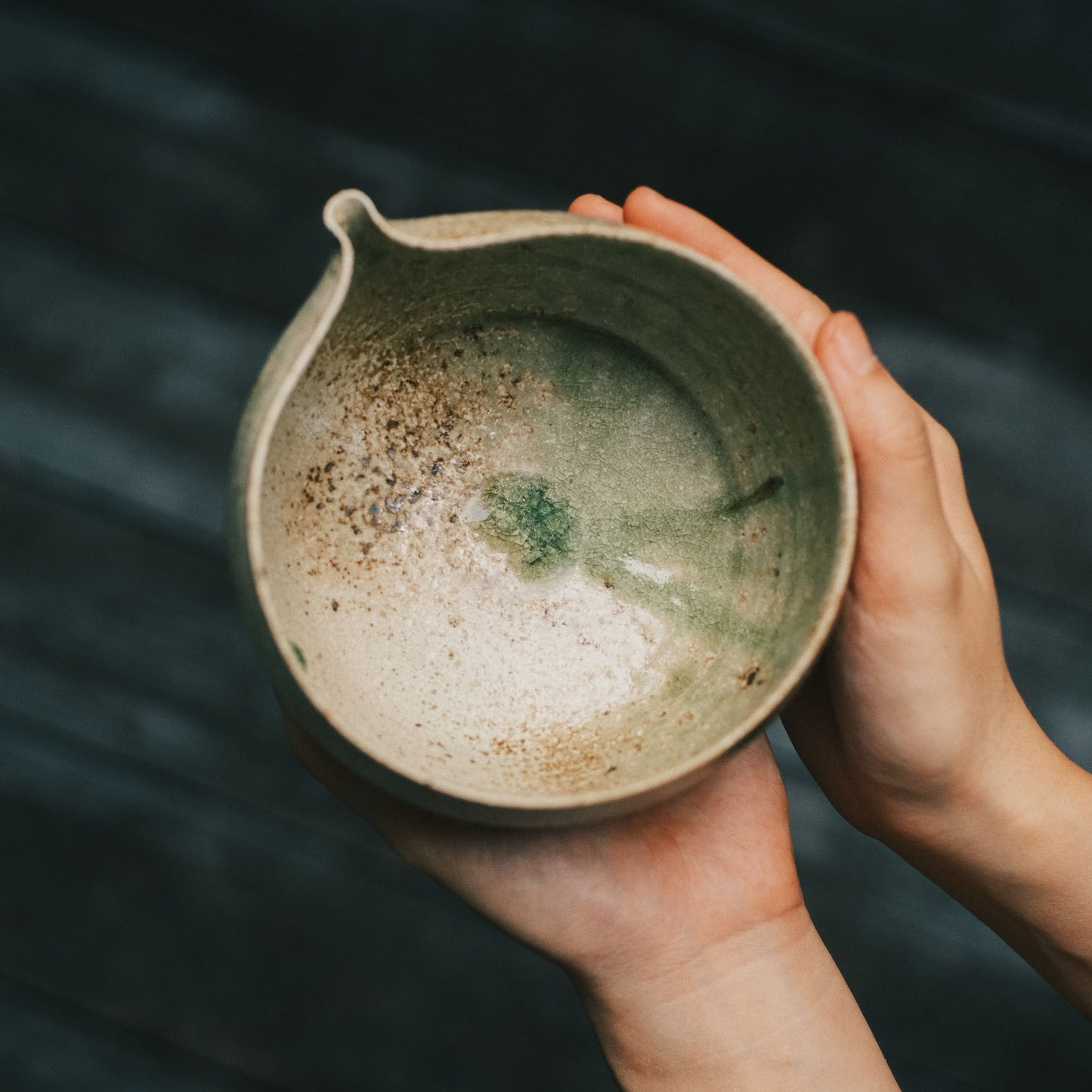Katakuchi Tea Bowl, Ash Glaze