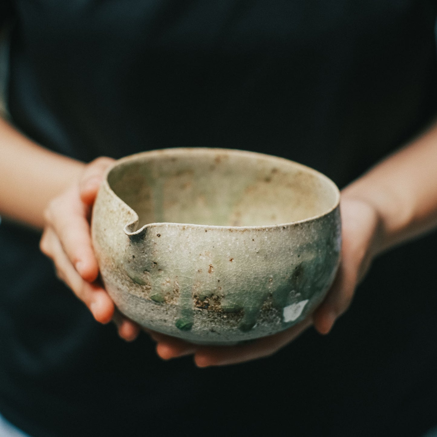 Katakuchi Tea Bowl, Ash Glaze