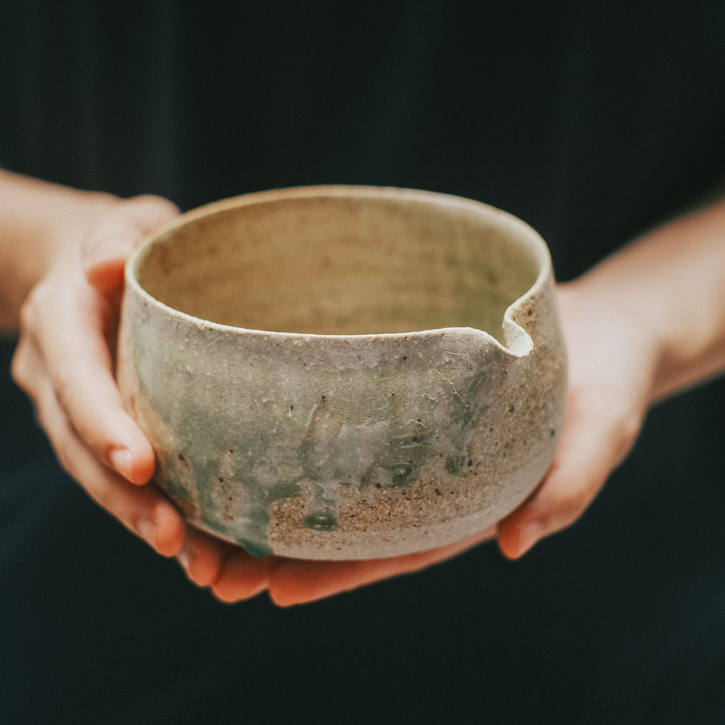 Katakuchi Tea Bowl, Ash Glaze