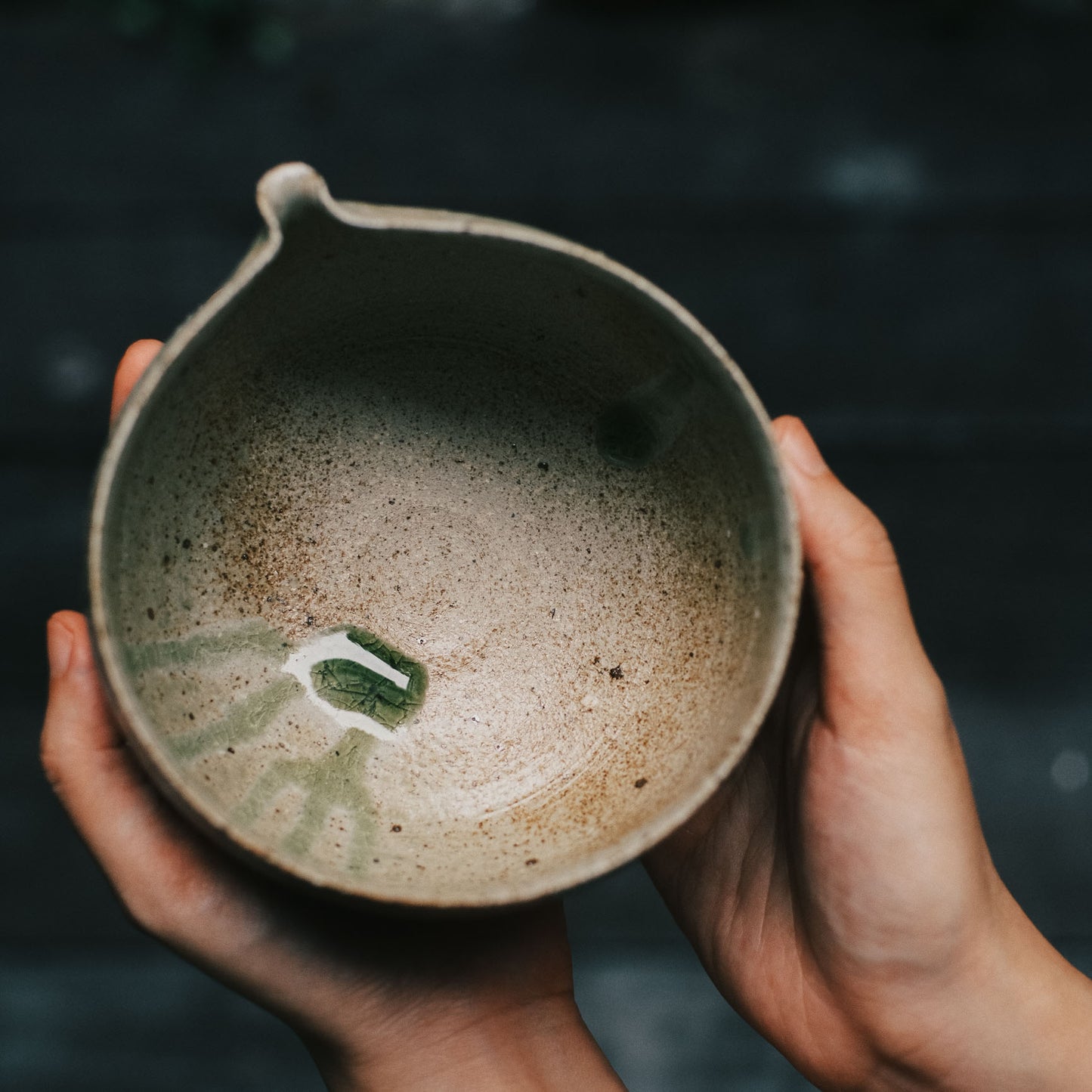 Katakuchi Tea Bowl, Ash Glaze