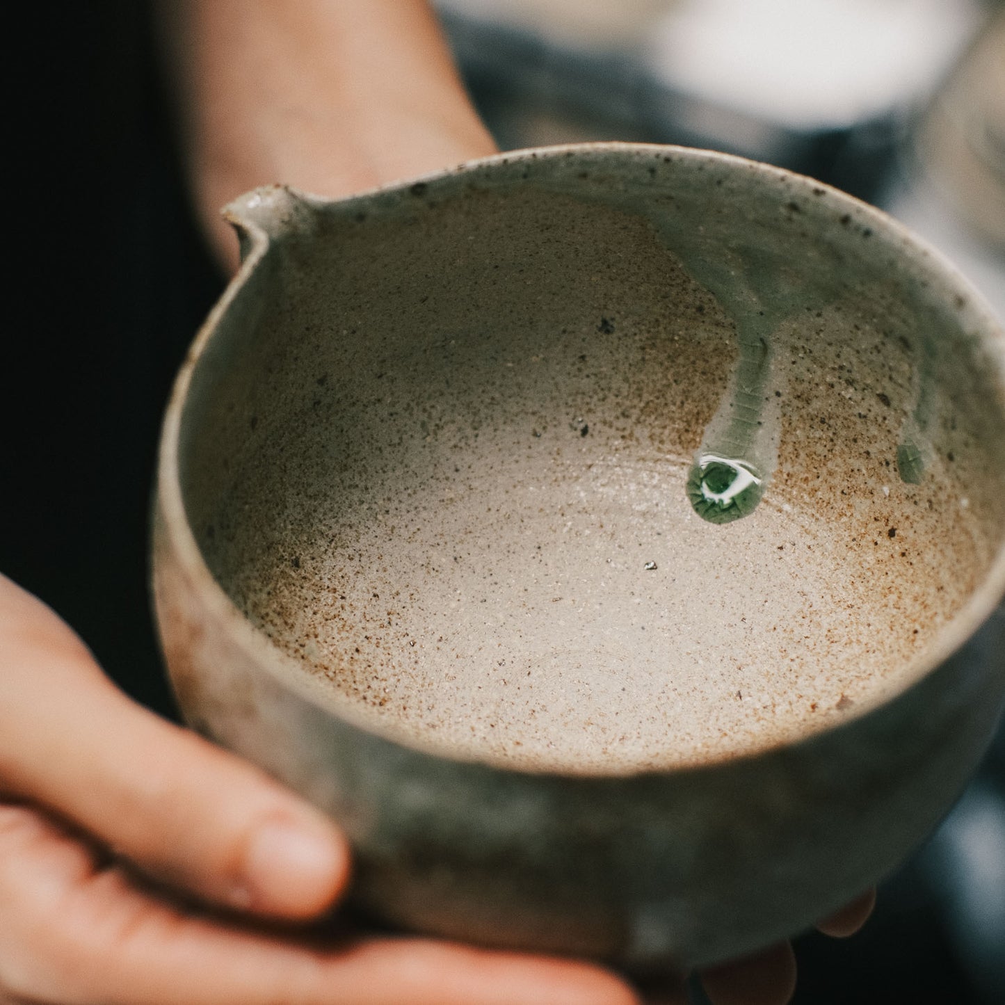 Katakuchi Tea Bowl, Ash Glaze