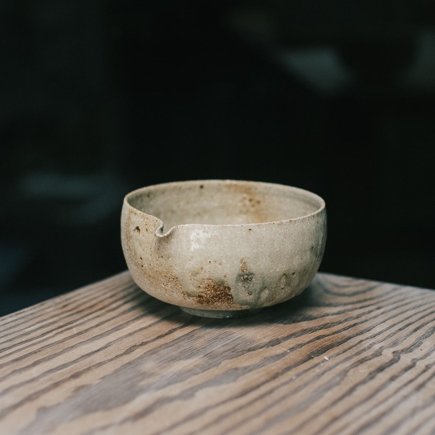 Katakuchi Tea Bowl, Ash Glaze