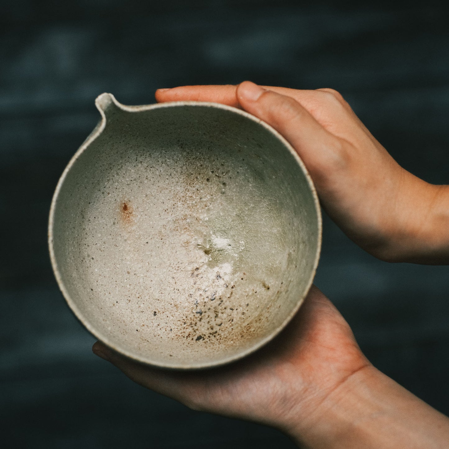 Katakuchi Tea Bowl, Ash Glaze