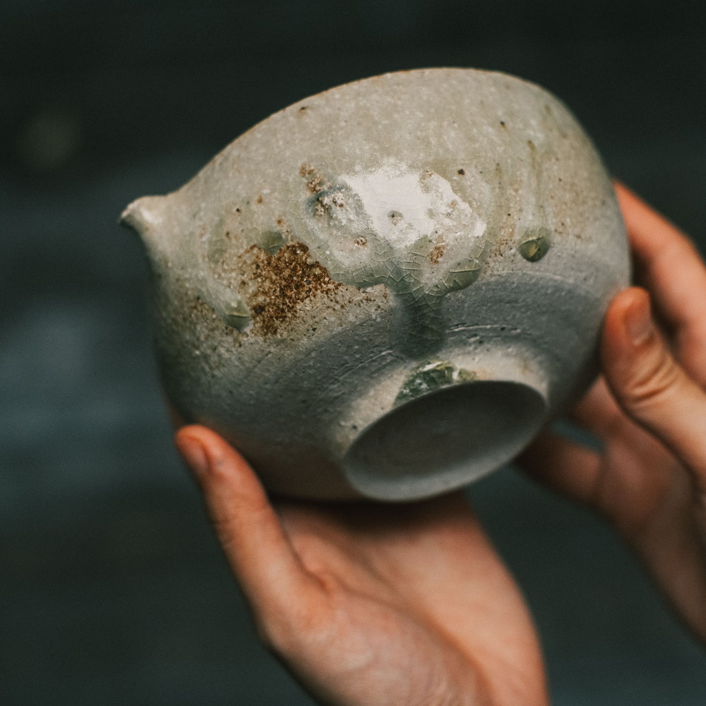 Katakuchi Tea Bowl, Ash Glaze