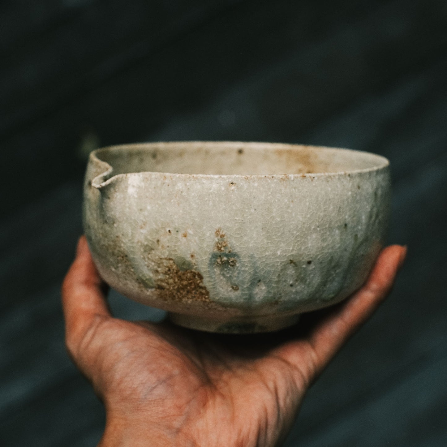 Katakuchi Tea Bowl, Ash Glaze