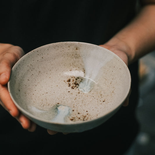 Wide Bowl Footed, 5.8in Ash Glaze