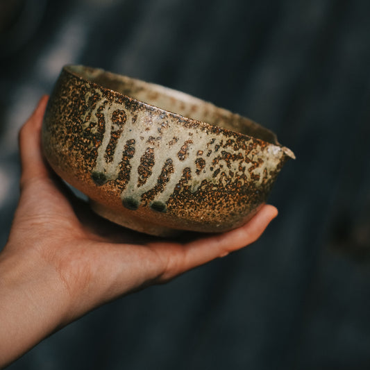 Katakuchi Tea Bowl, Ash Glaze