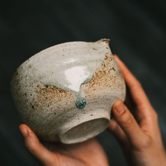 Katakuchi Tea Bowl, Ash Glaze