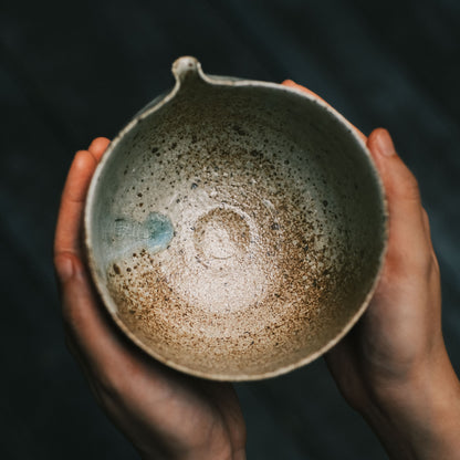 Katakuchi Tea Bowl, Ash Glaze