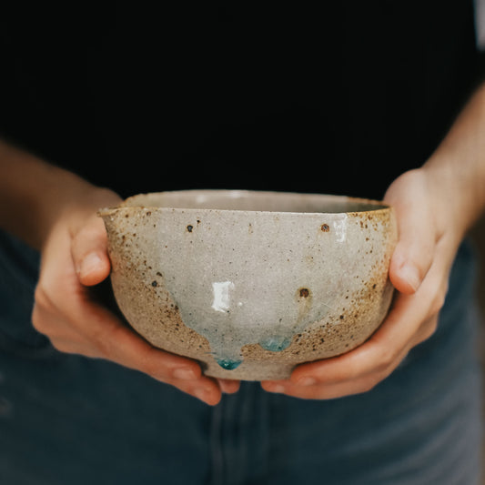 Katakuchi Tea Bowl, Ash Glaze