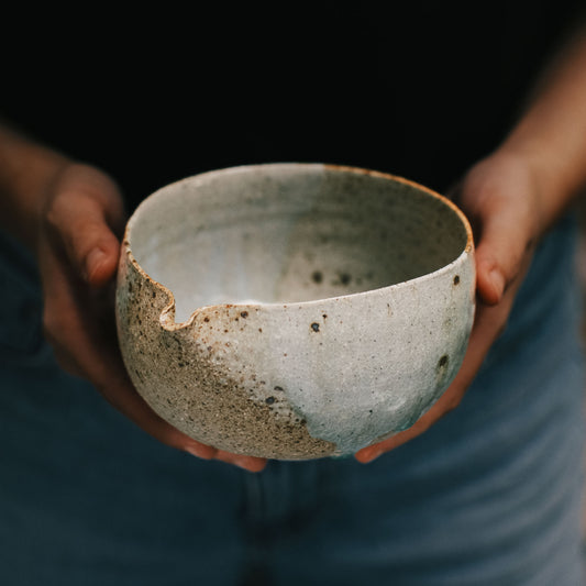 Katakuchi Tea Bowl, Ash Glaze