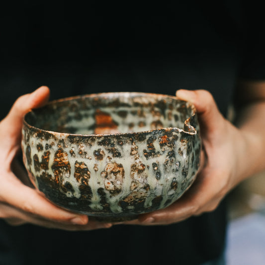 Katakuchi Tea Bowl, Ash Glaze