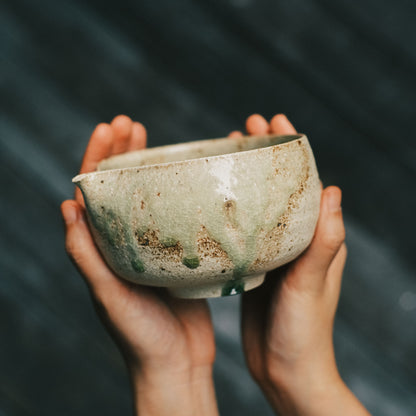 Katakuchi Tea Bowl, Ash Glaze