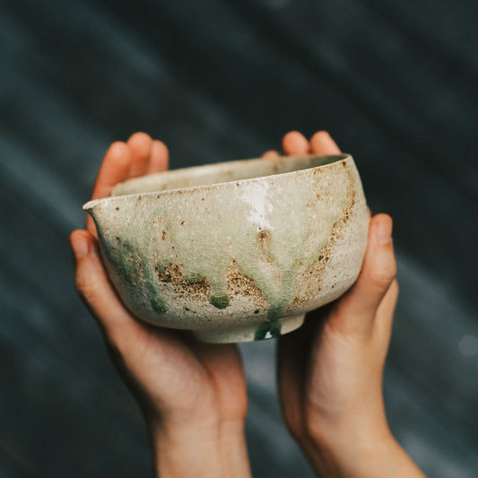 Katakuchi Tea Bowl, Ash Glaze