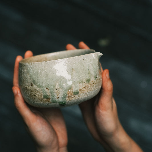 Katakuchi Tea Bowl, Ash Glaze